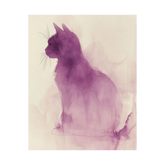 Purple Cat Silhouette Poster