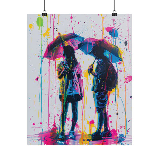 Neon Umbrellas Poster