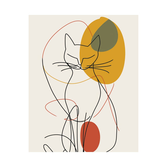 Abstract Cat in Autumn Tones Printed Poster