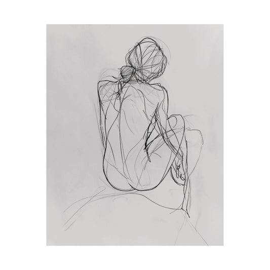 Seated Figure Sketch Printed Poster