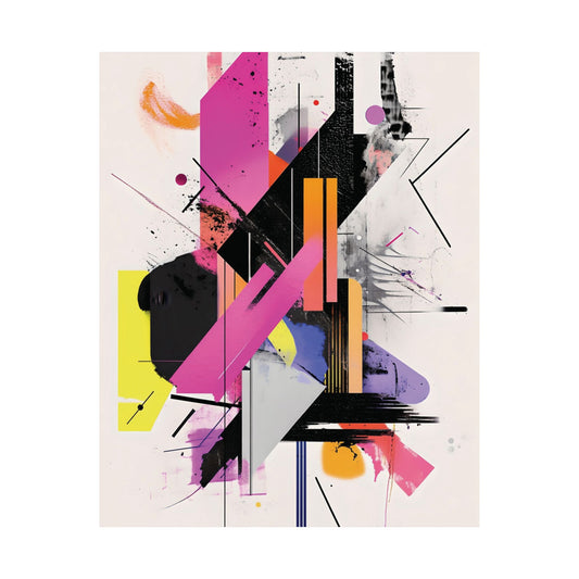Vibrant Cyberpunk Shapes Printed Poster