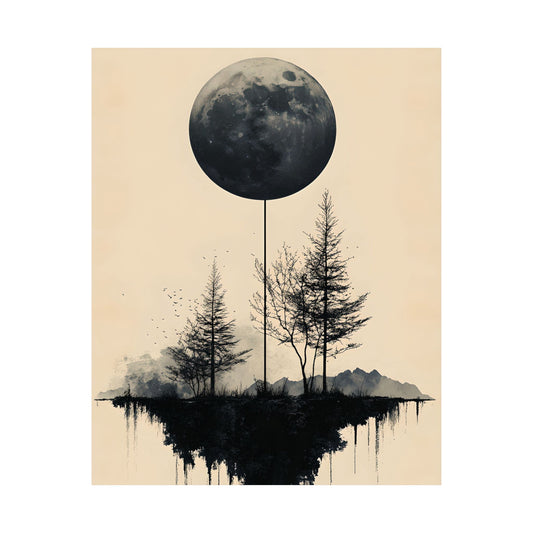 Minimalist Moon Landscape Poster