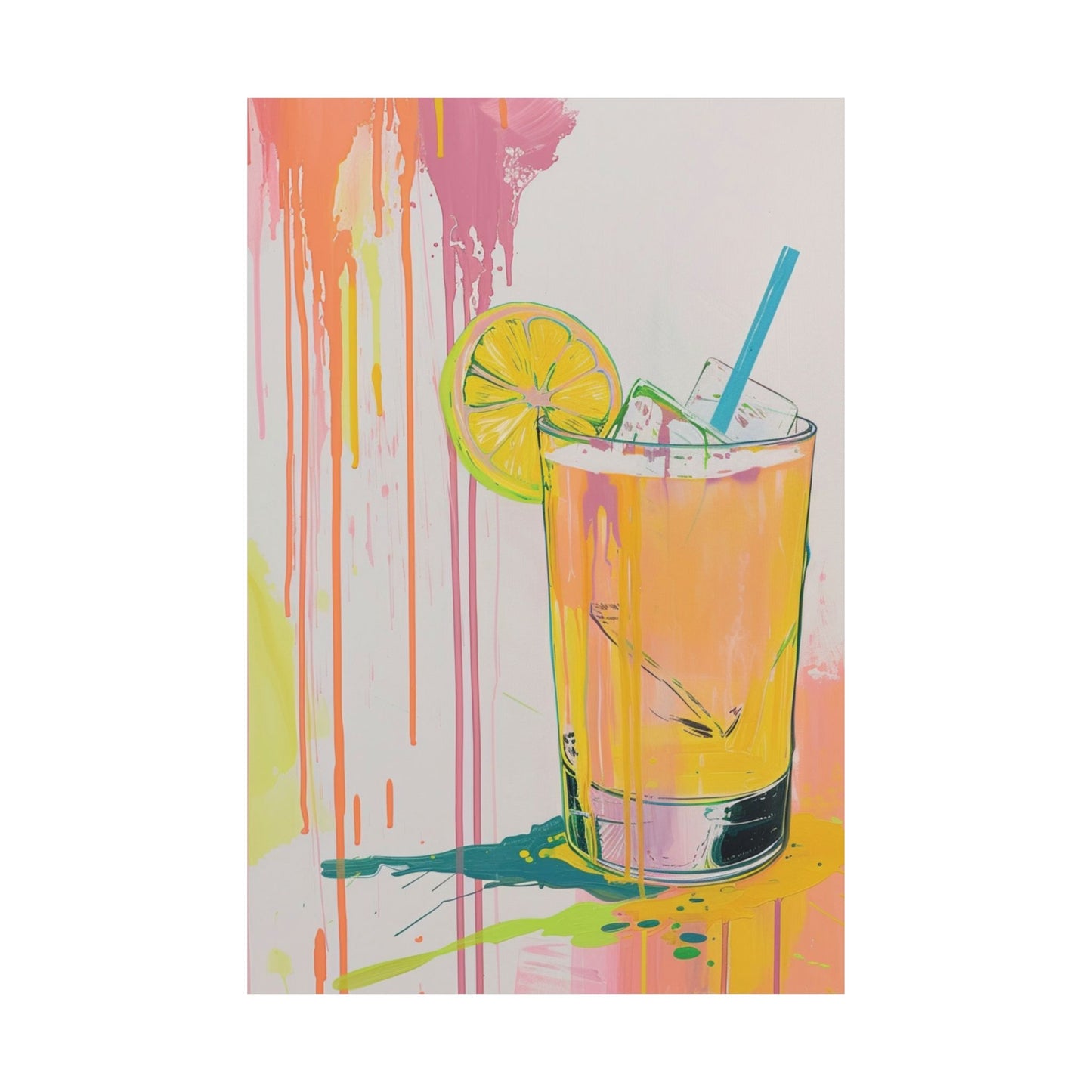 Citrus Splash Drink Art Printed Poster