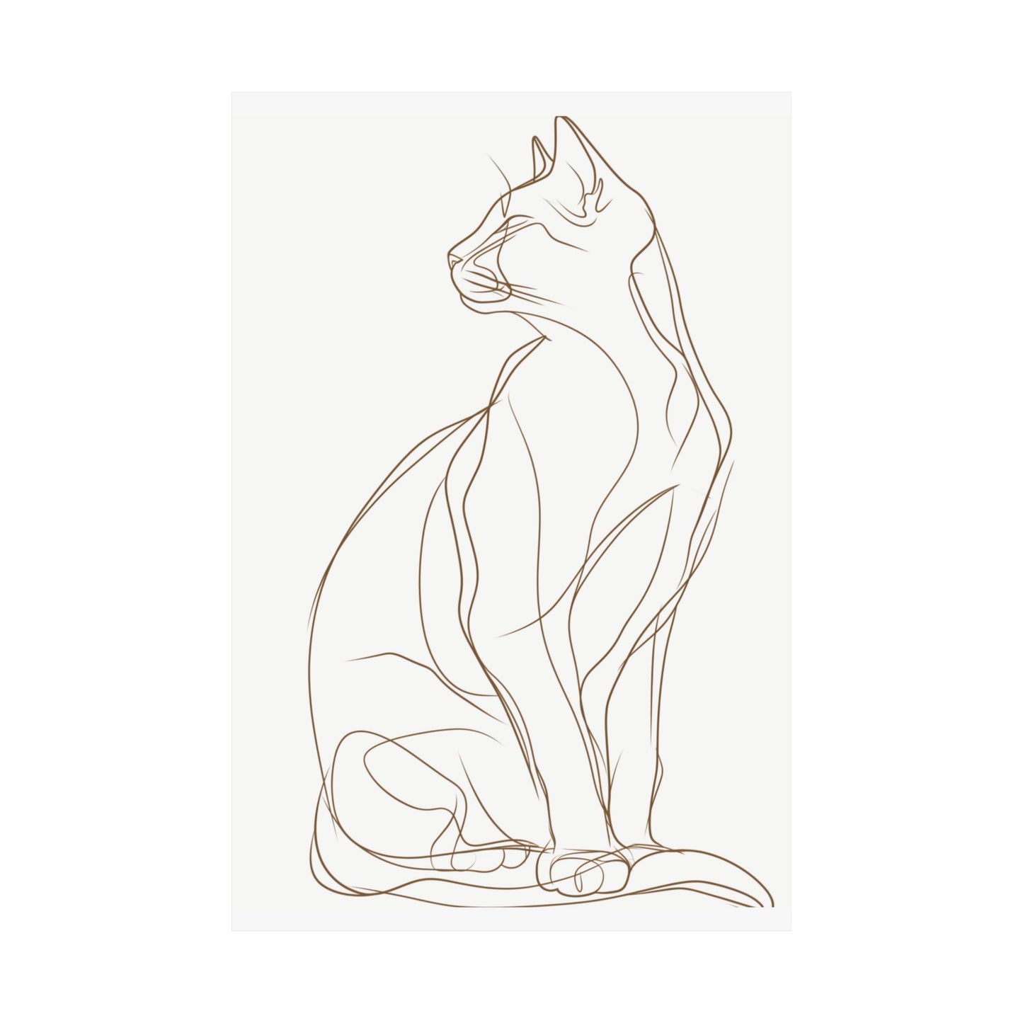 Minimalist Cat Line Art Printed Poster
