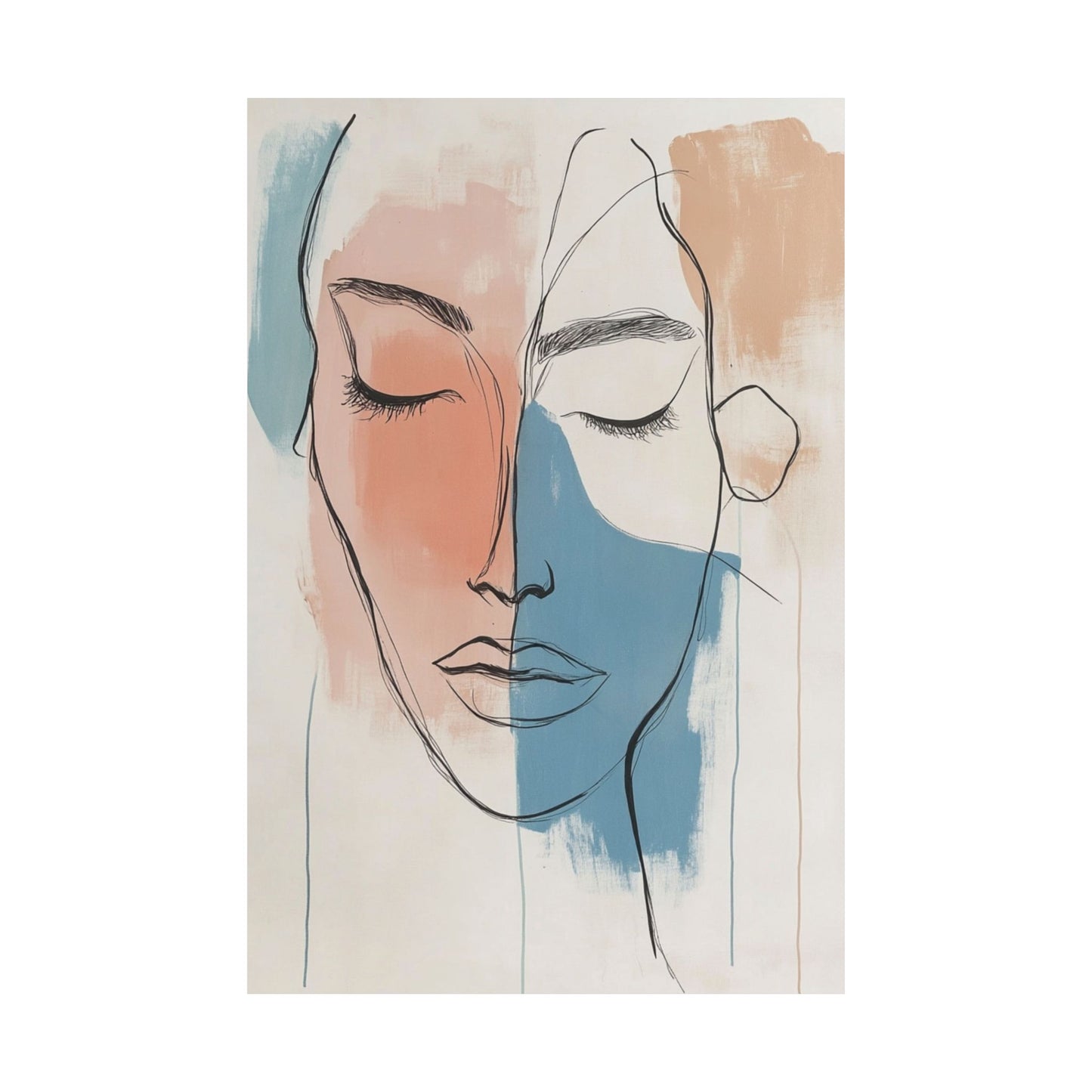 Blue Peach Portrait Wall Art Poster