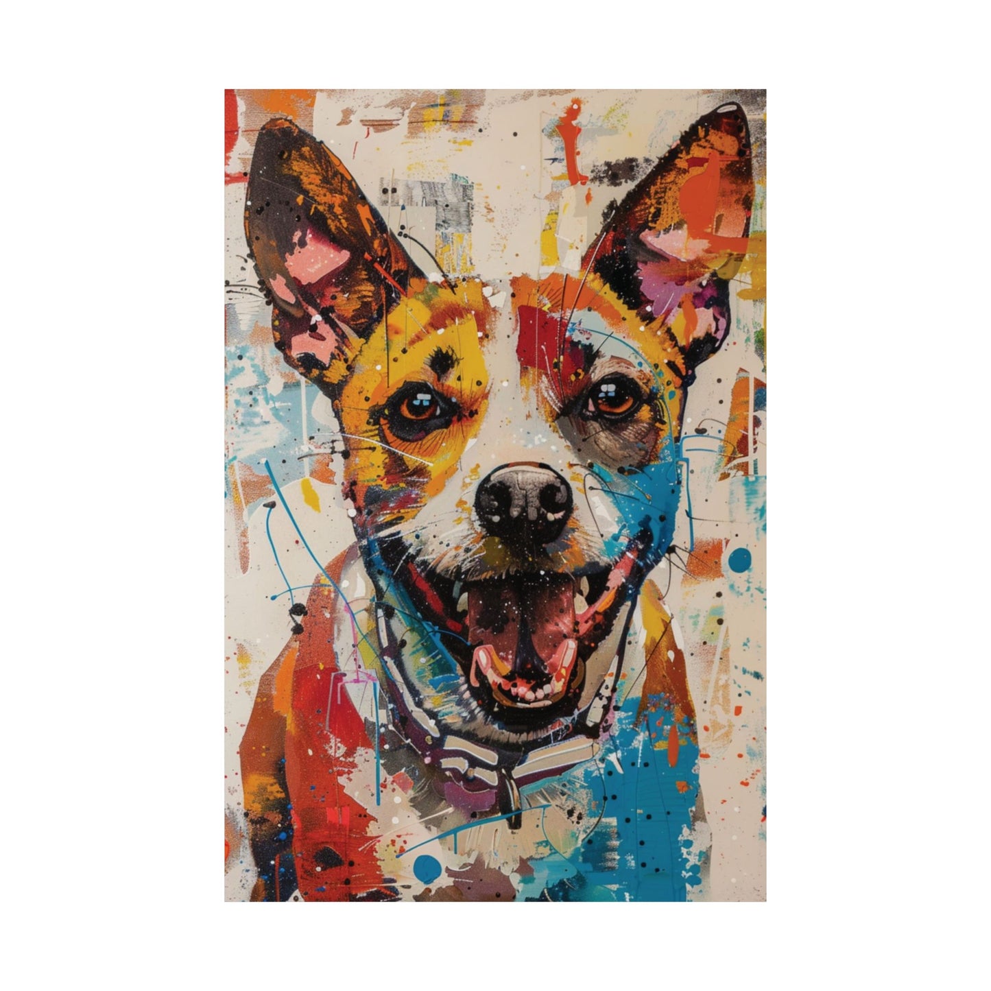Colorful Happy Dog Printed Poster