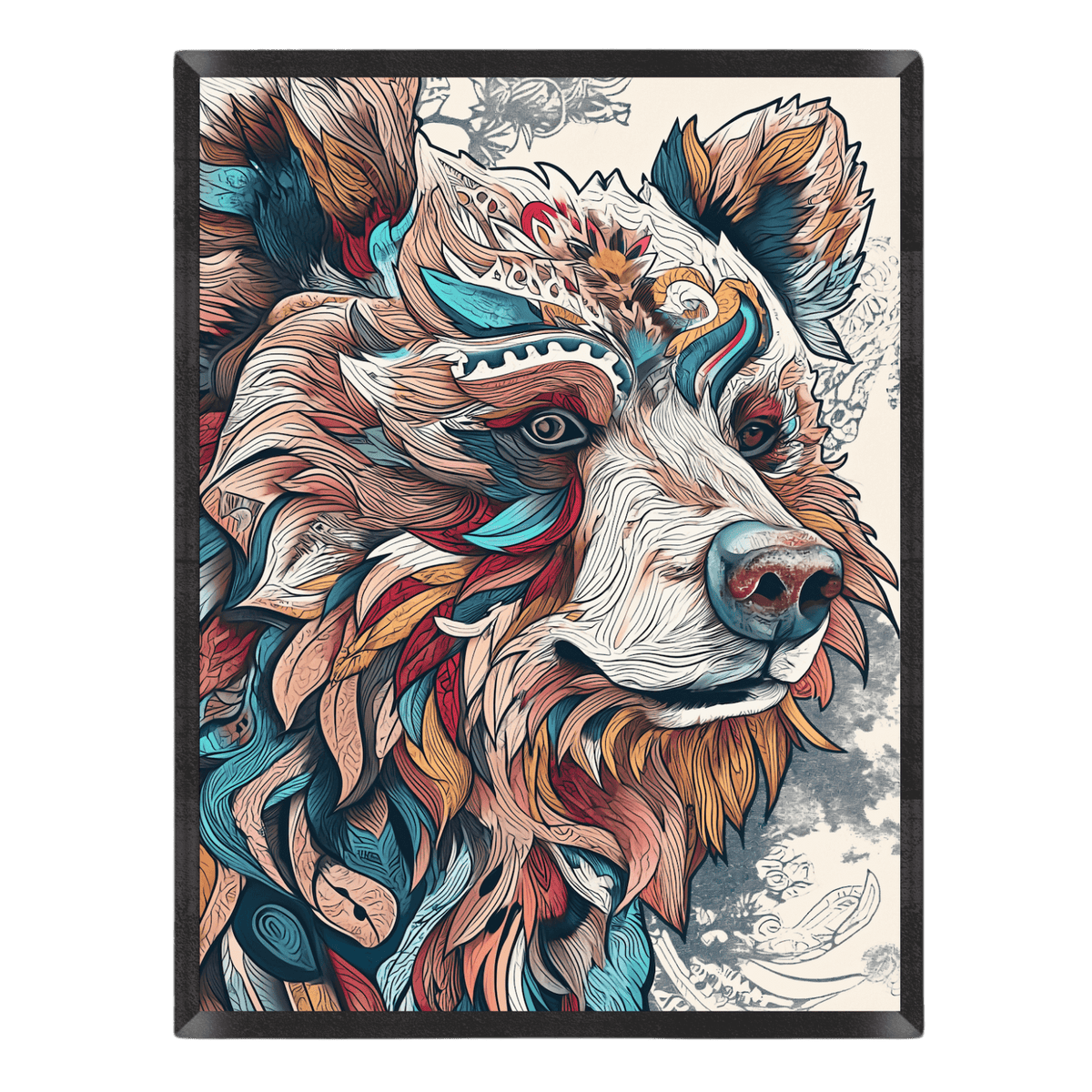 Colorful abstract bear illustration on a white background