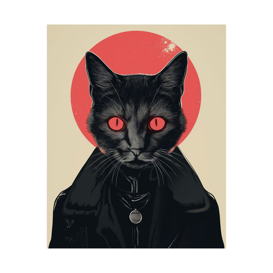 Goth Leather Jacket Cat Printed Poster