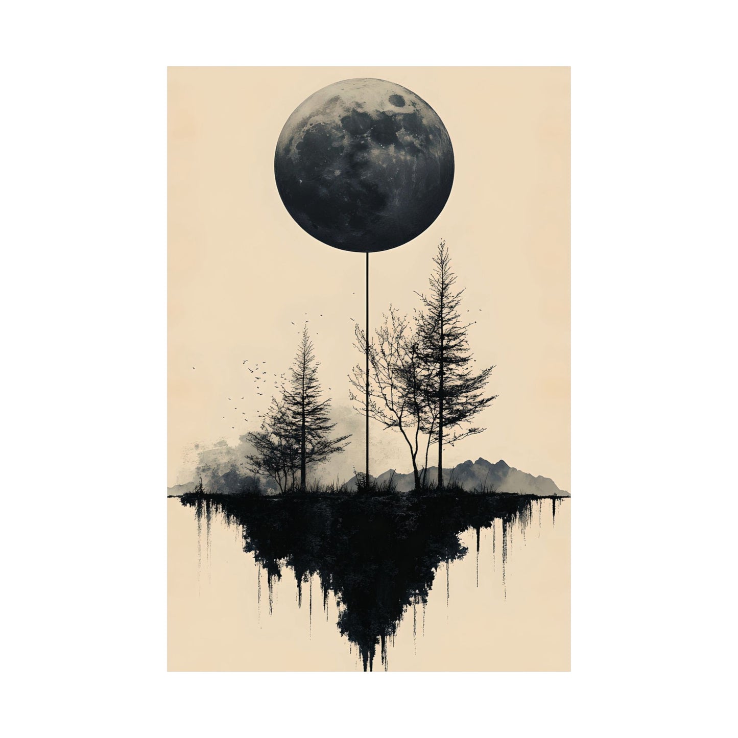 Minimalist Moon Landscape Poster