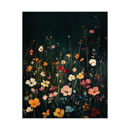 Night Meadow Wildflowers Printed Poster