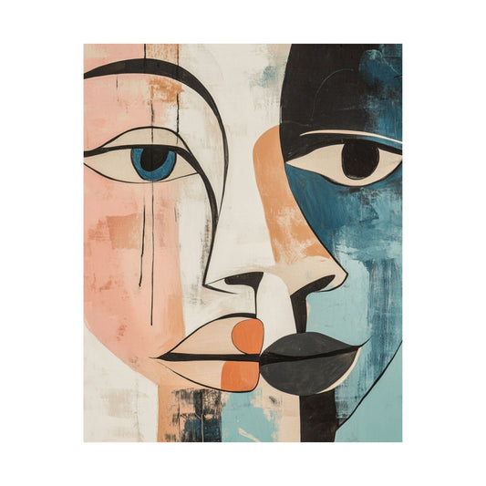 Cubist Split Face Poster