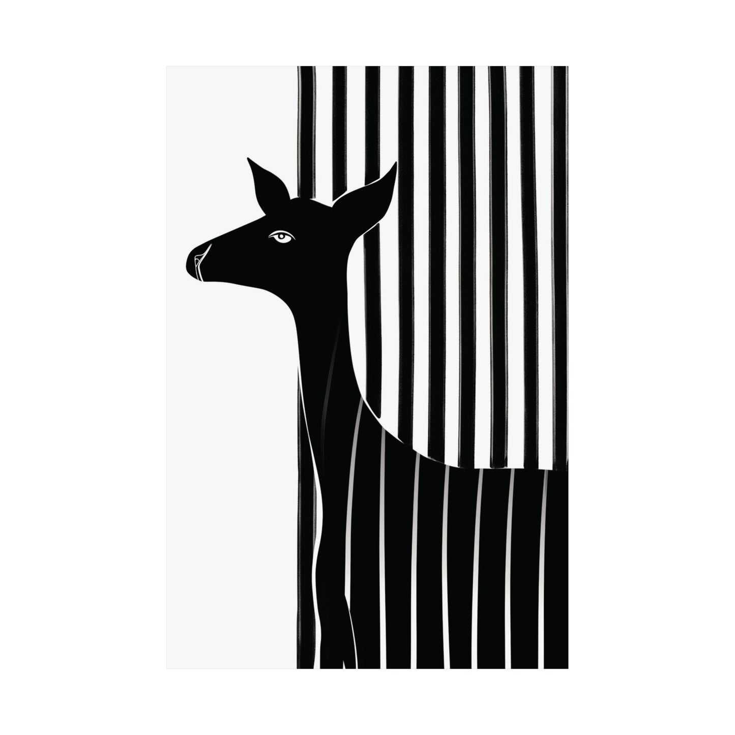 Monochrome Striped Deer Printed Poster
