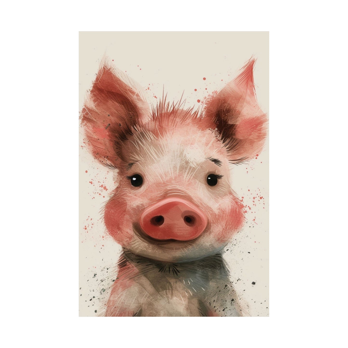 Watercolor Cute Piglet Printed Poster