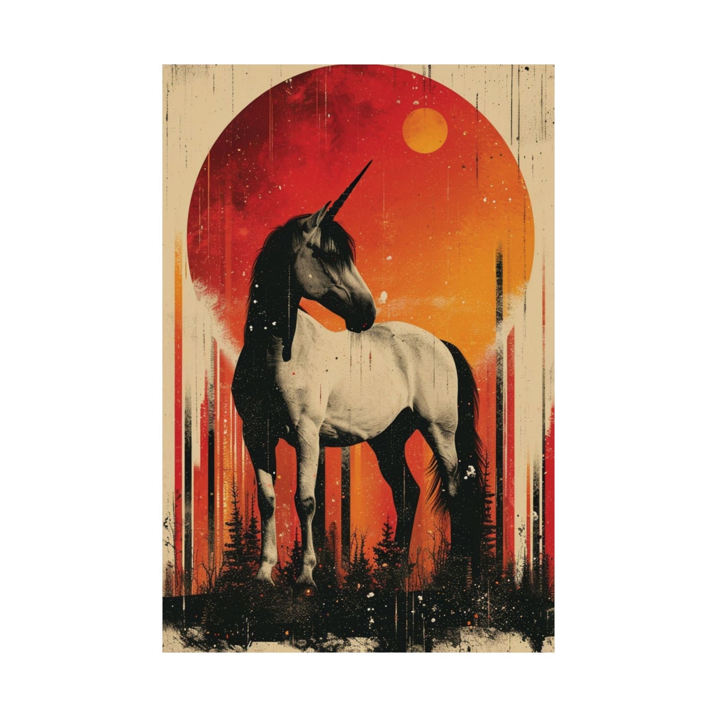 Crimson Eclipse Unicorn Printed Poster