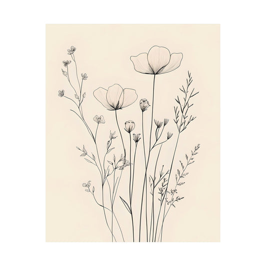 Delicate Wildflower Line Poster