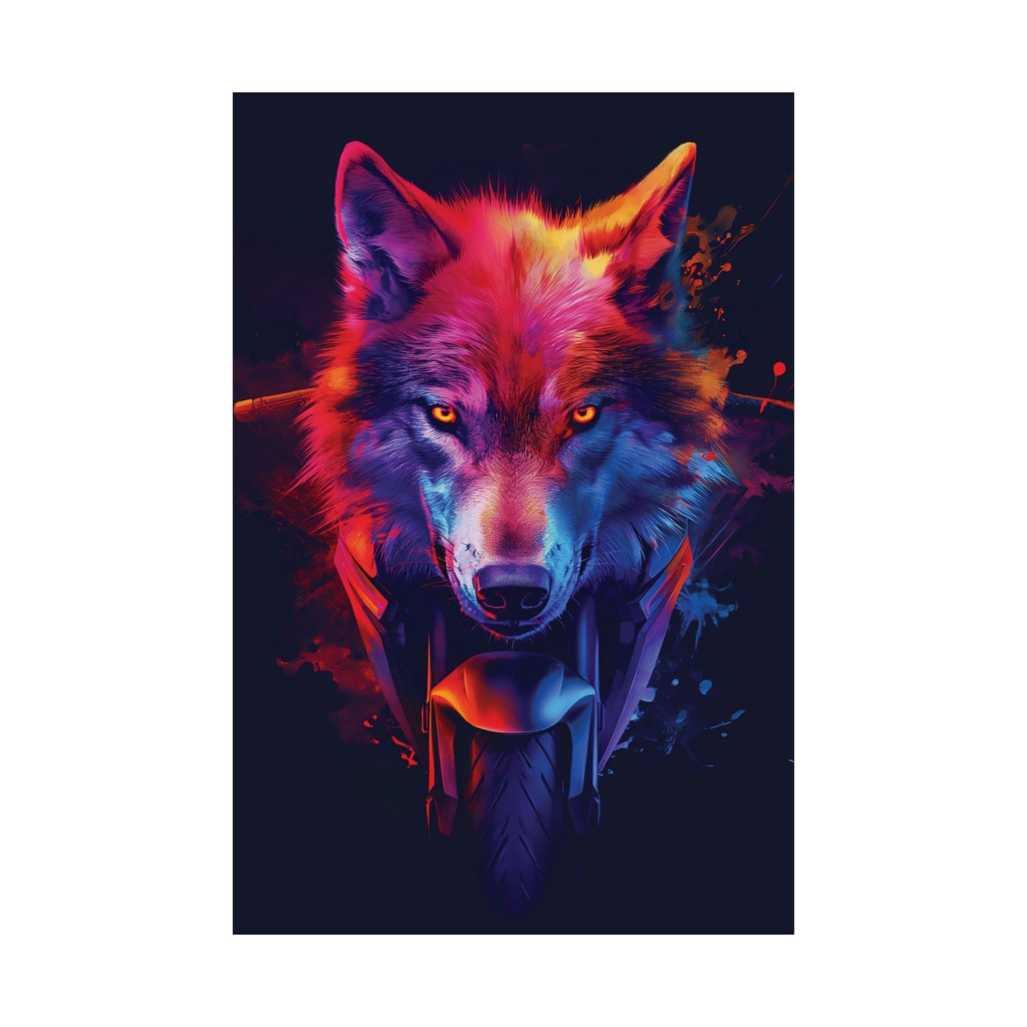 Neon Wolf Rider Printed Poster