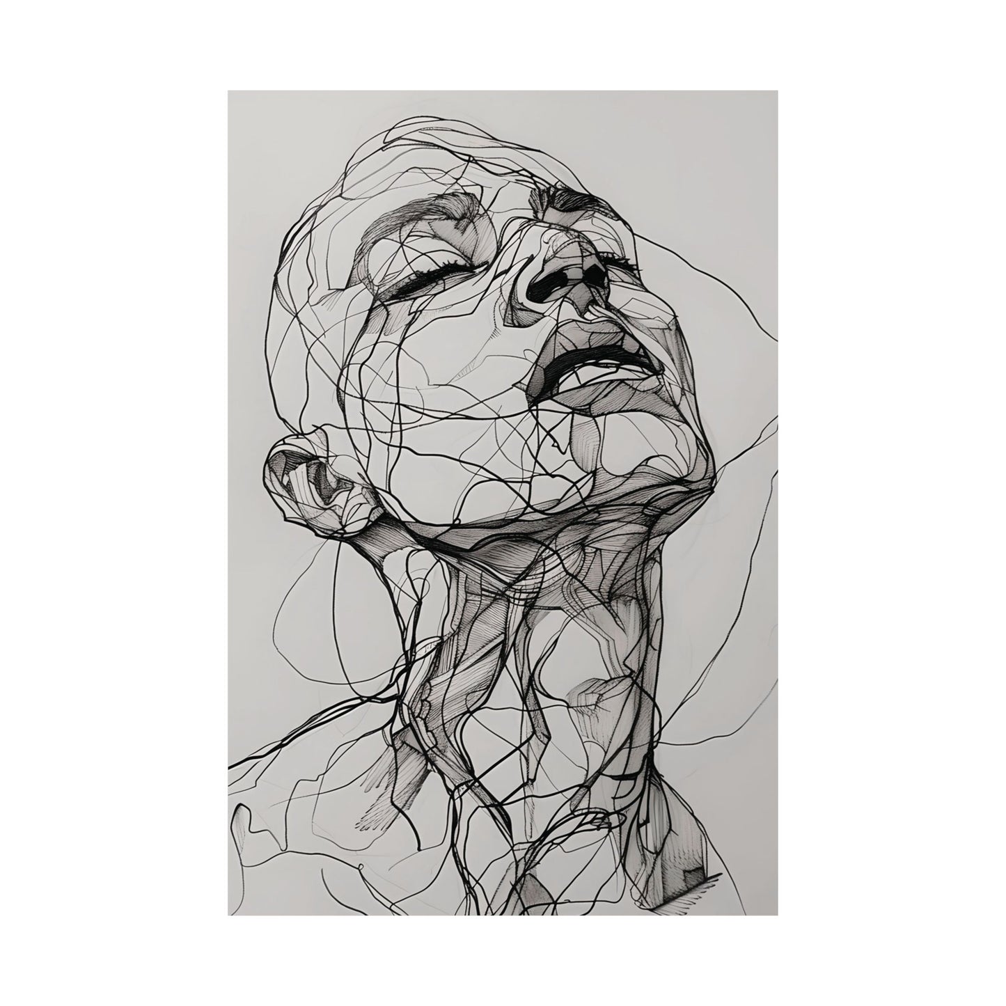 Monochrome Expression Art Printed Poster