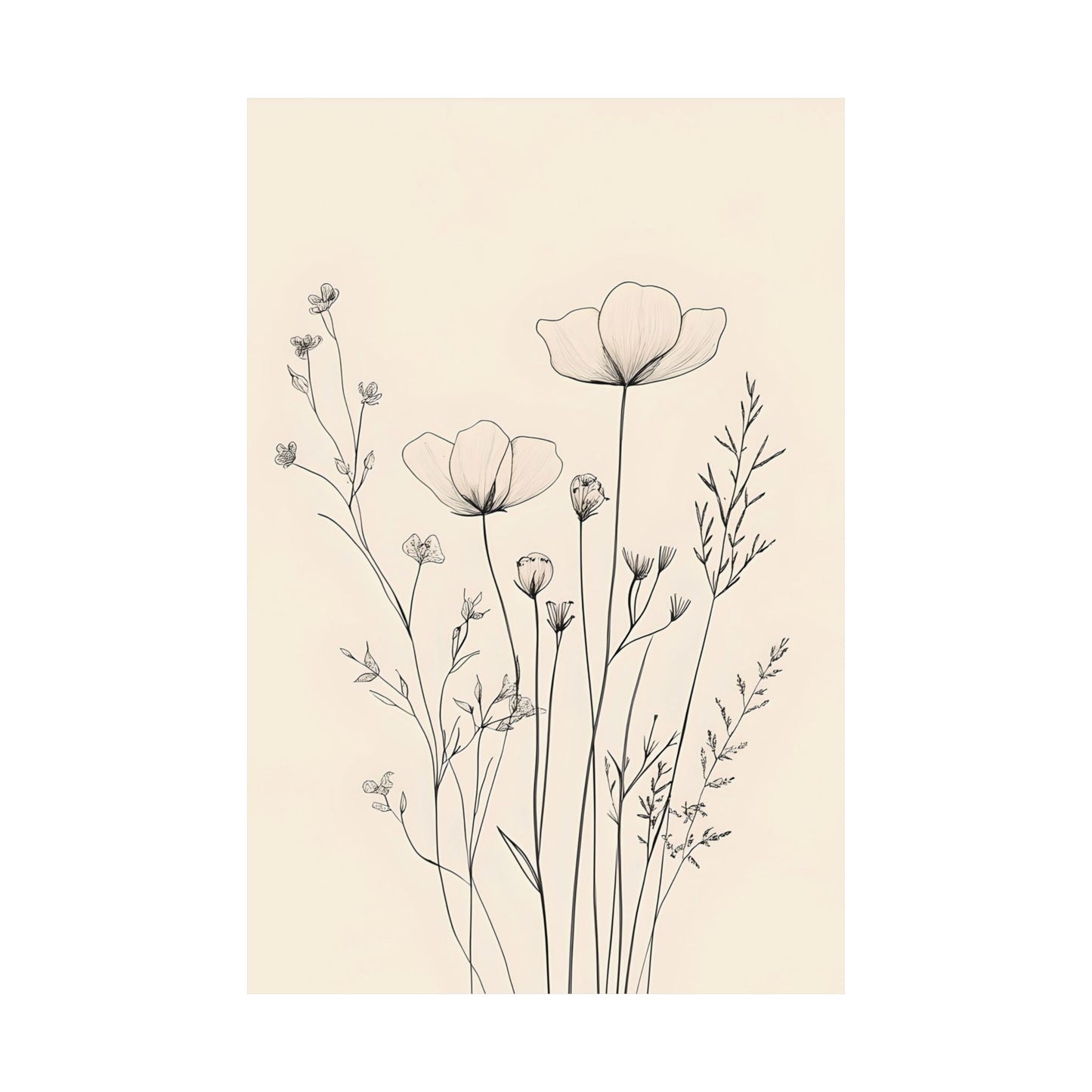 Delicate Wildflower Line Poster