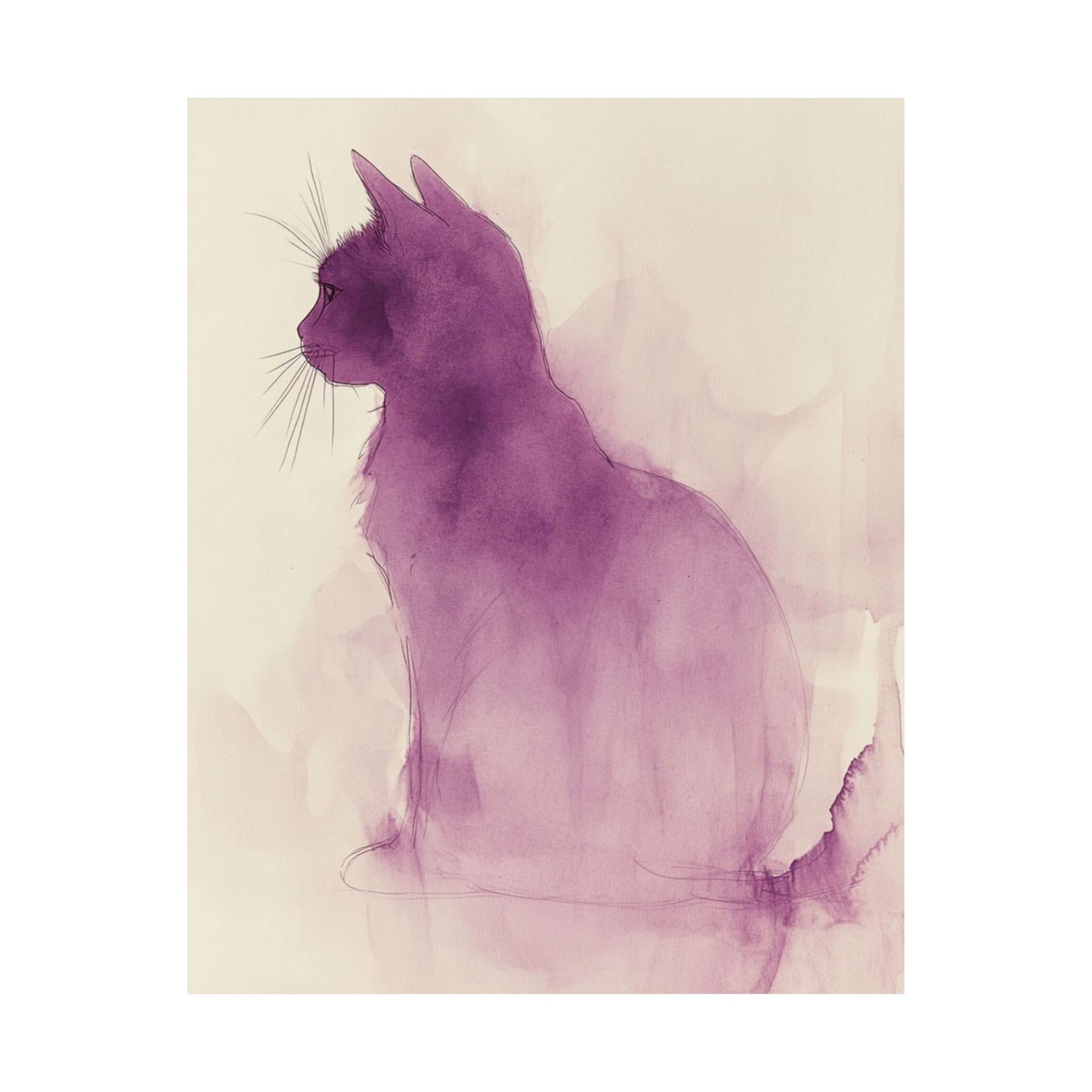 Purple Cat Silhouette Poster
