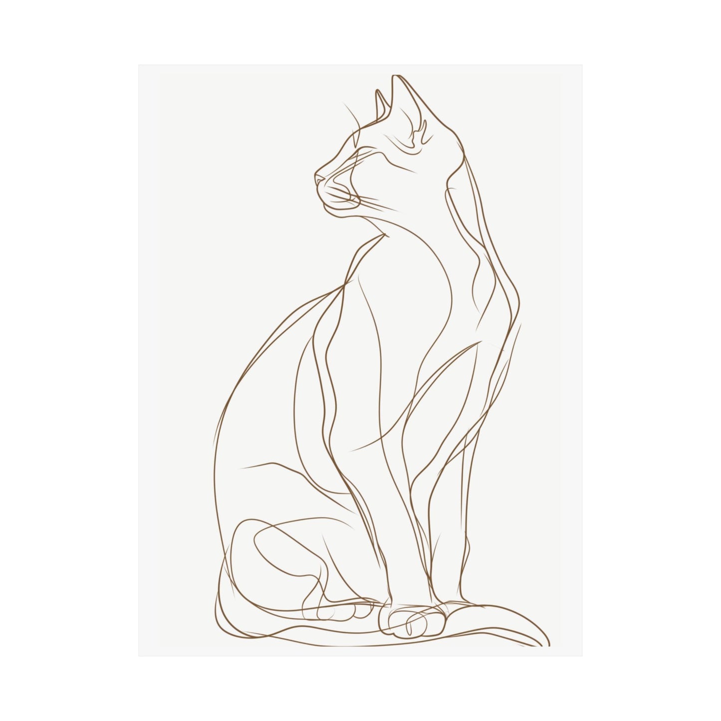 Minimalist Cat Line Art Printed Poster
