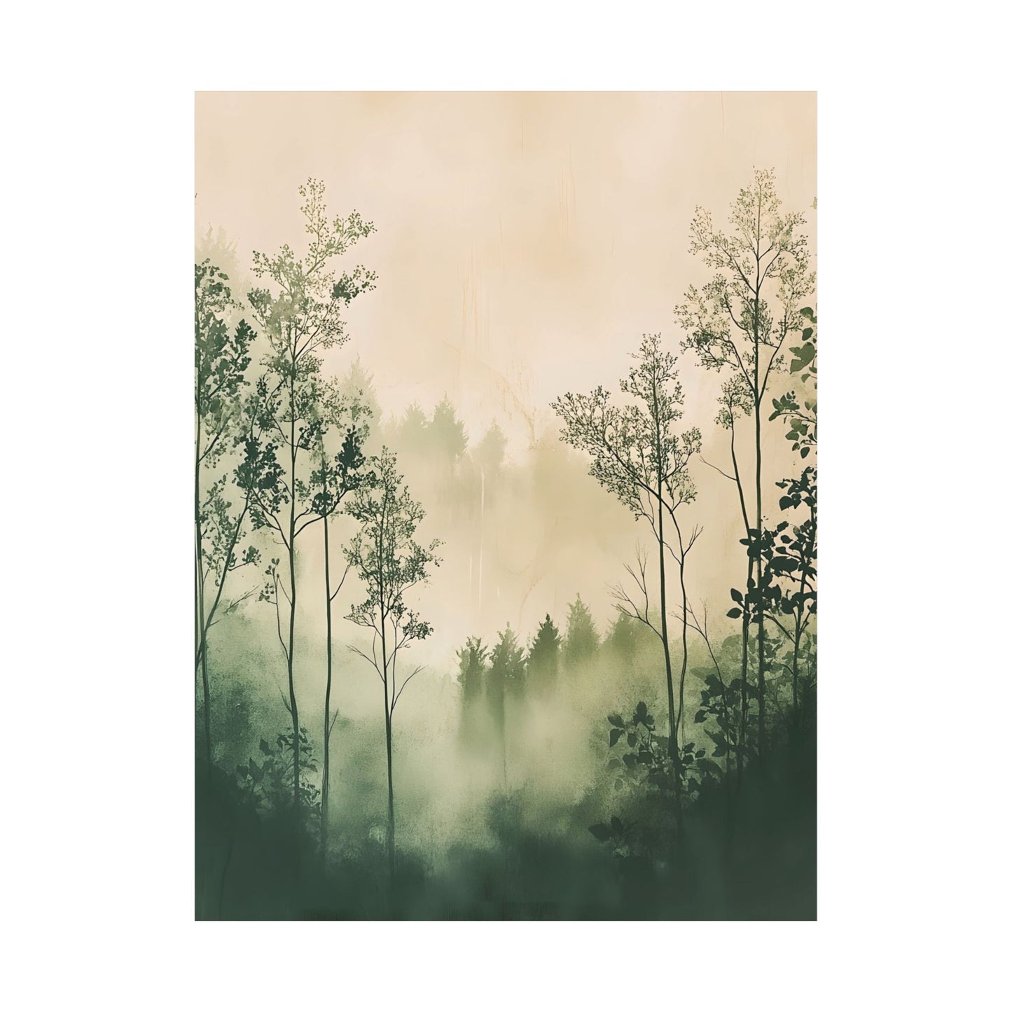Misty Verdant Woodlands Printed Poster