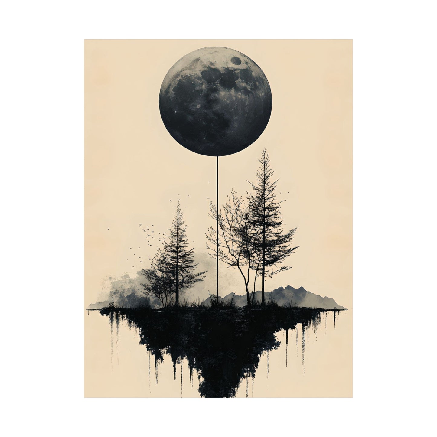 251: Minimalist Moon Landscape Printed Poster