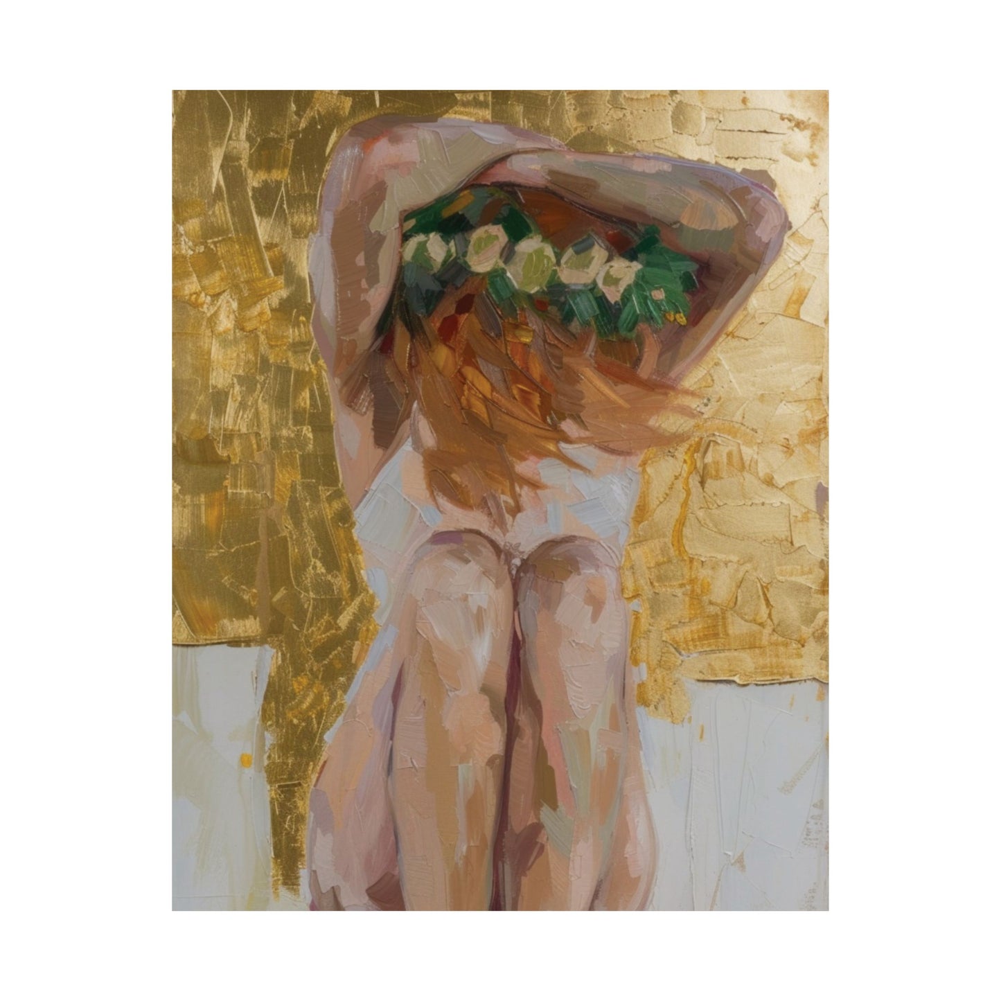 Golden Woman with Wreath Printed Poster