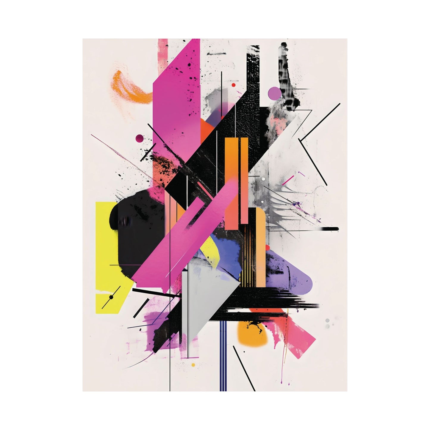 Vibrant Cyberpunk Shapes Printed Poster