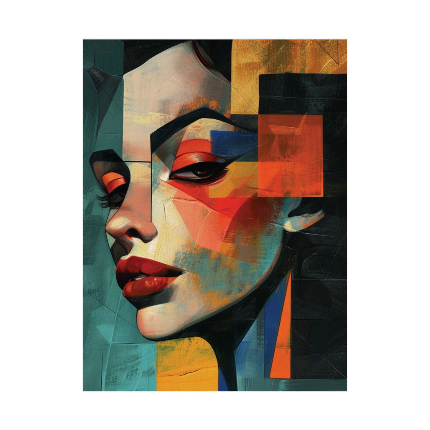 Geometric Woman Portrait Printed Poster