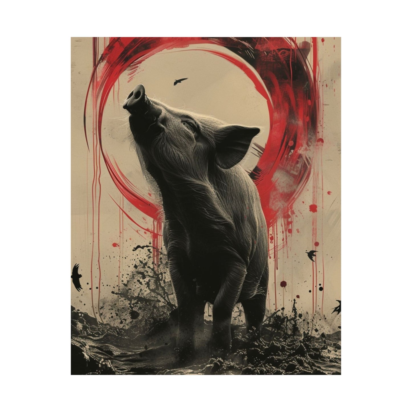 Midnight Wild Boar Printed Poster