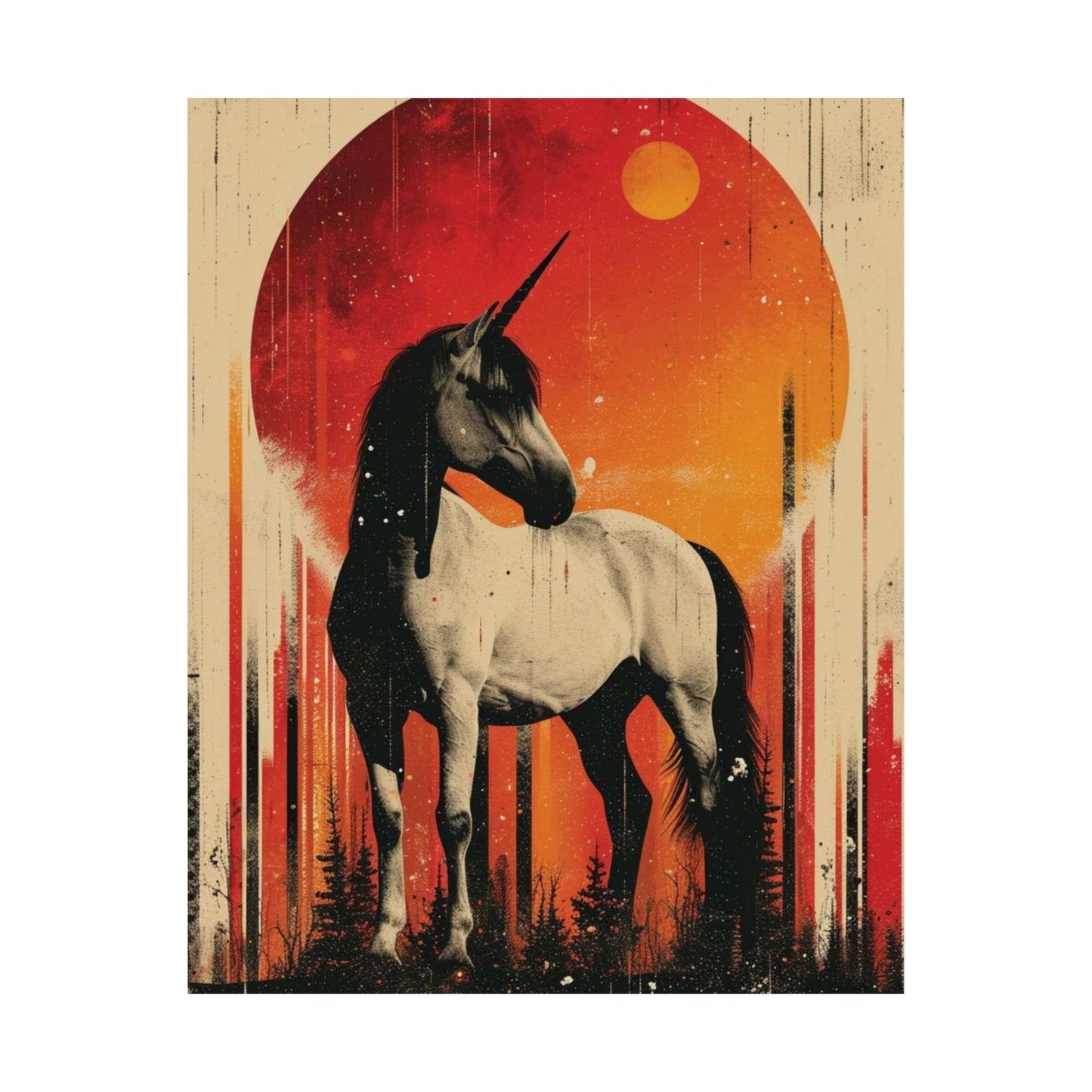 Crimson Eclipse Unicorn Printed Poster