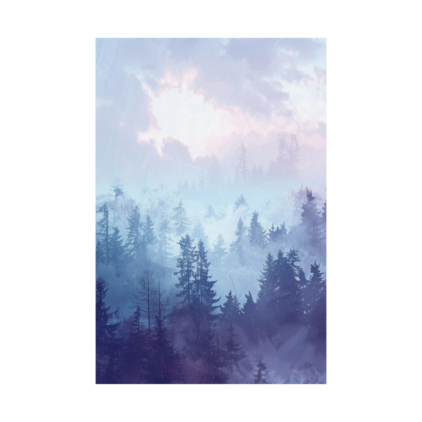 Misty Blue Forest Printed Poster