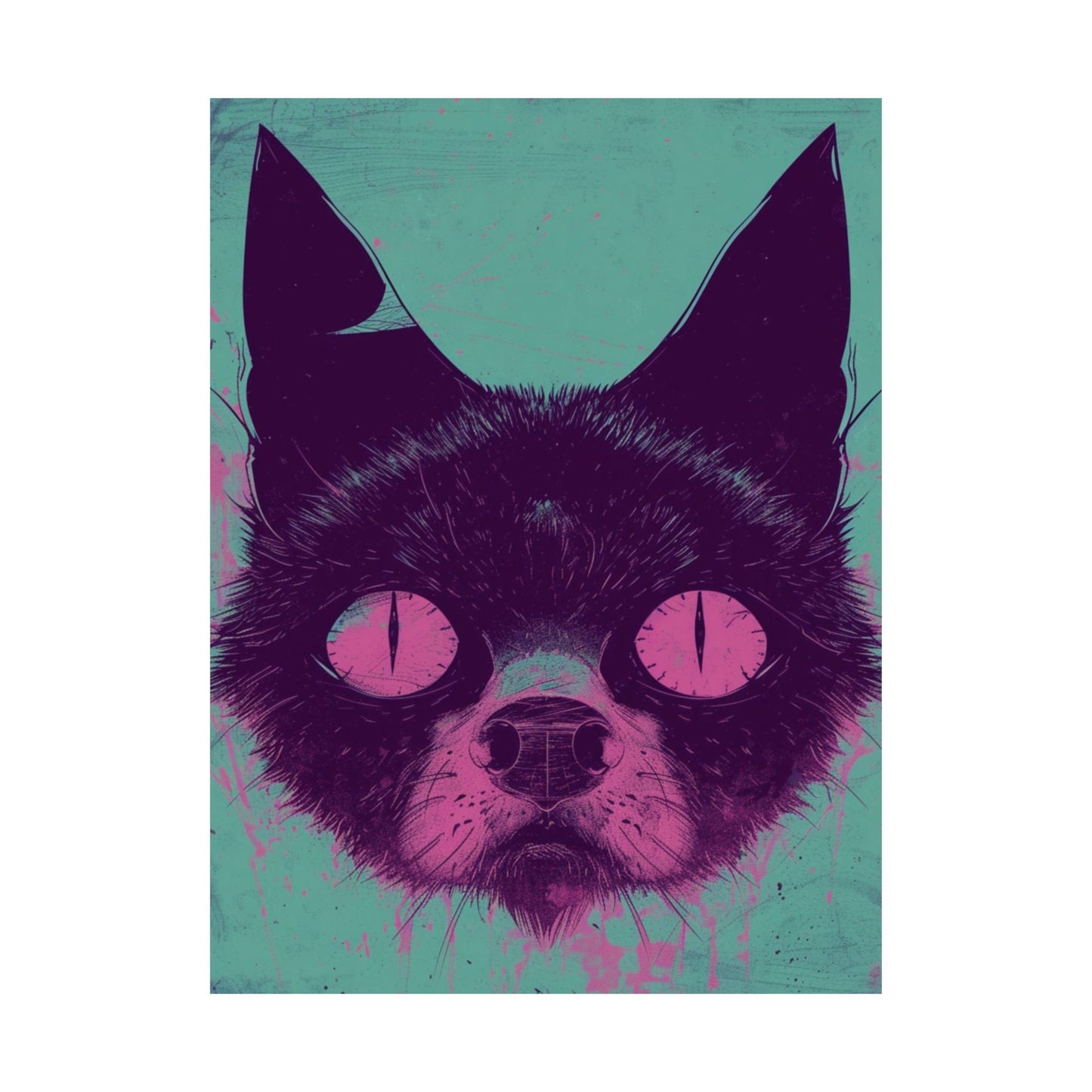 Neon Feline Printed Poster