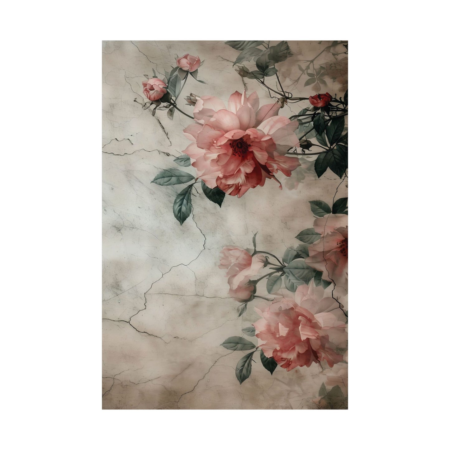 Vintage Pink Roses Printed Poster