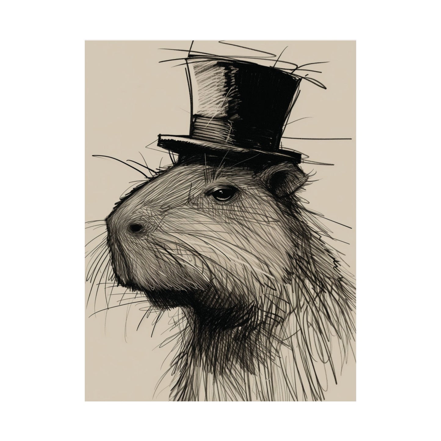 Capybara in Top Hat Printed Poster