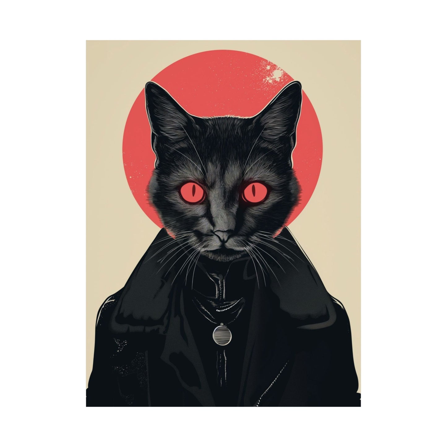 Goth Leather Jacket Cat Printed Poster