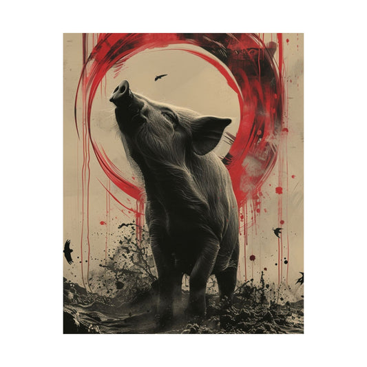 Midnight Wild Boar Printed Poster