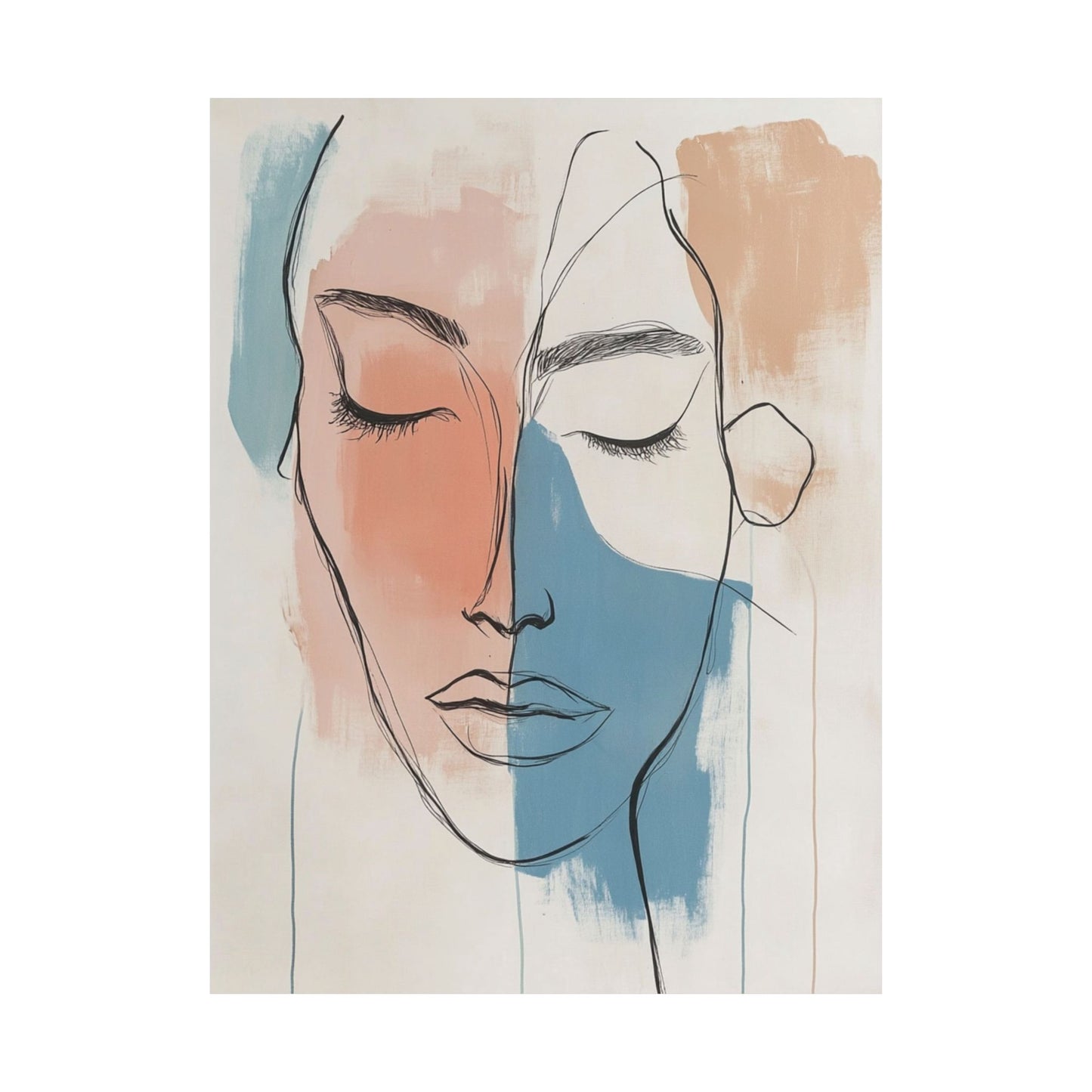 Blue Peach Portrait Wall Art Poster