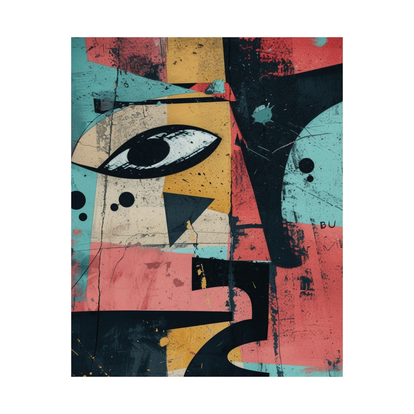 Cubist Face Art Printed Poster