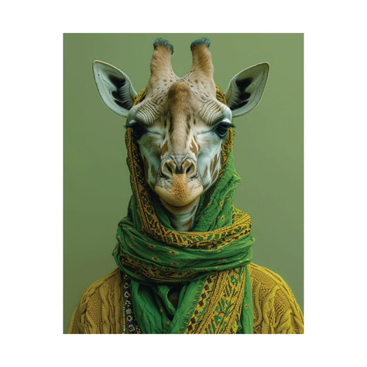 Green Giraffe Printed Poster