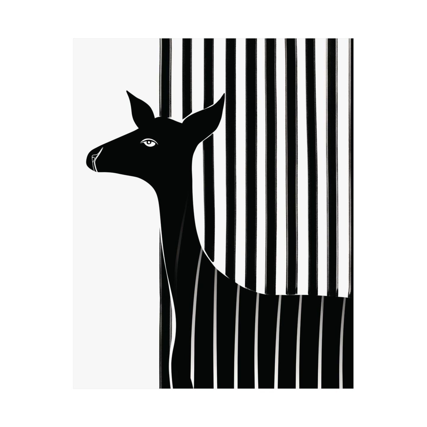 Monochrome Striped Deer Printed Poster