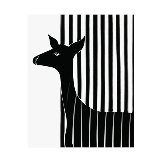 Monochrome Striped Deer Printed Poster