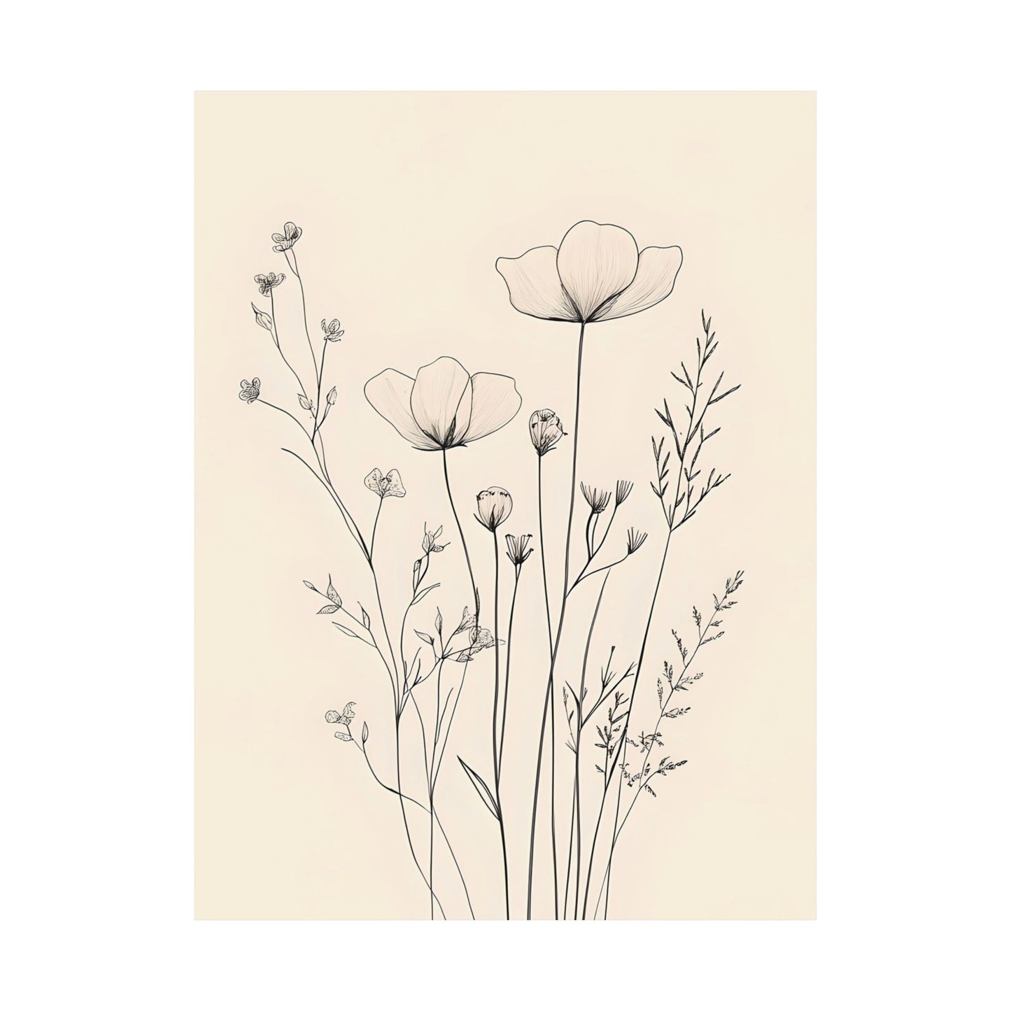 252: Delicate Wildflower Line Wall Art Poster