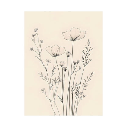 Delicate Wildflower Line Poster