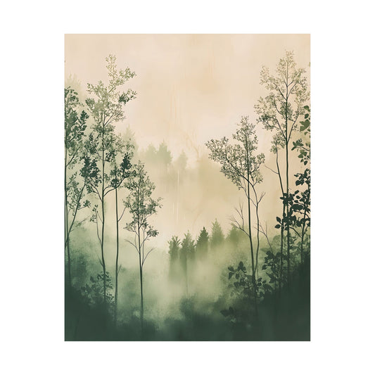 Misty Verdant Woodlands Printed Poster