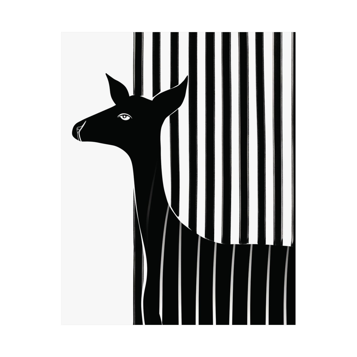 Monochrome Striped Deer Printed Poster