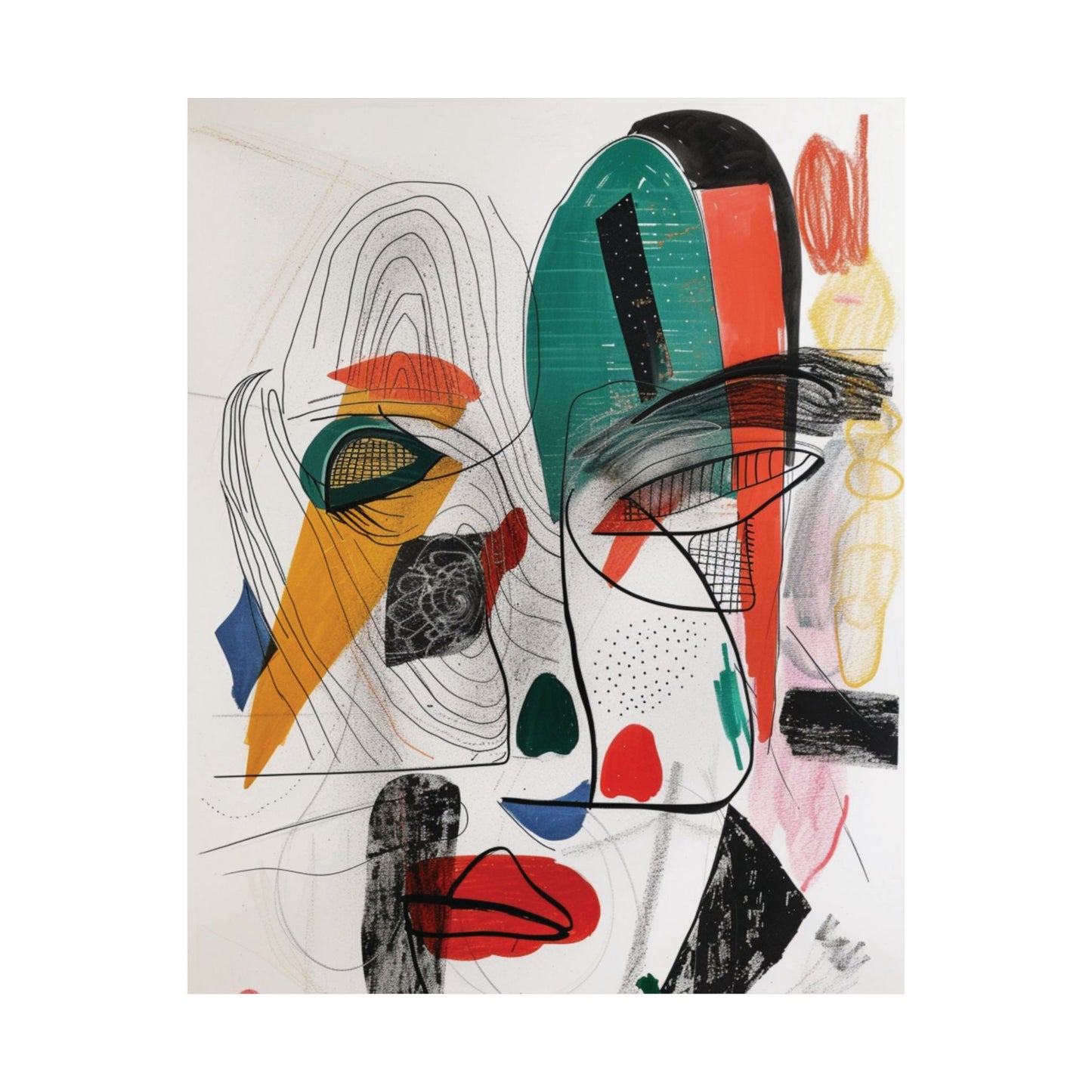 Abstract Face Composition Printed Poster