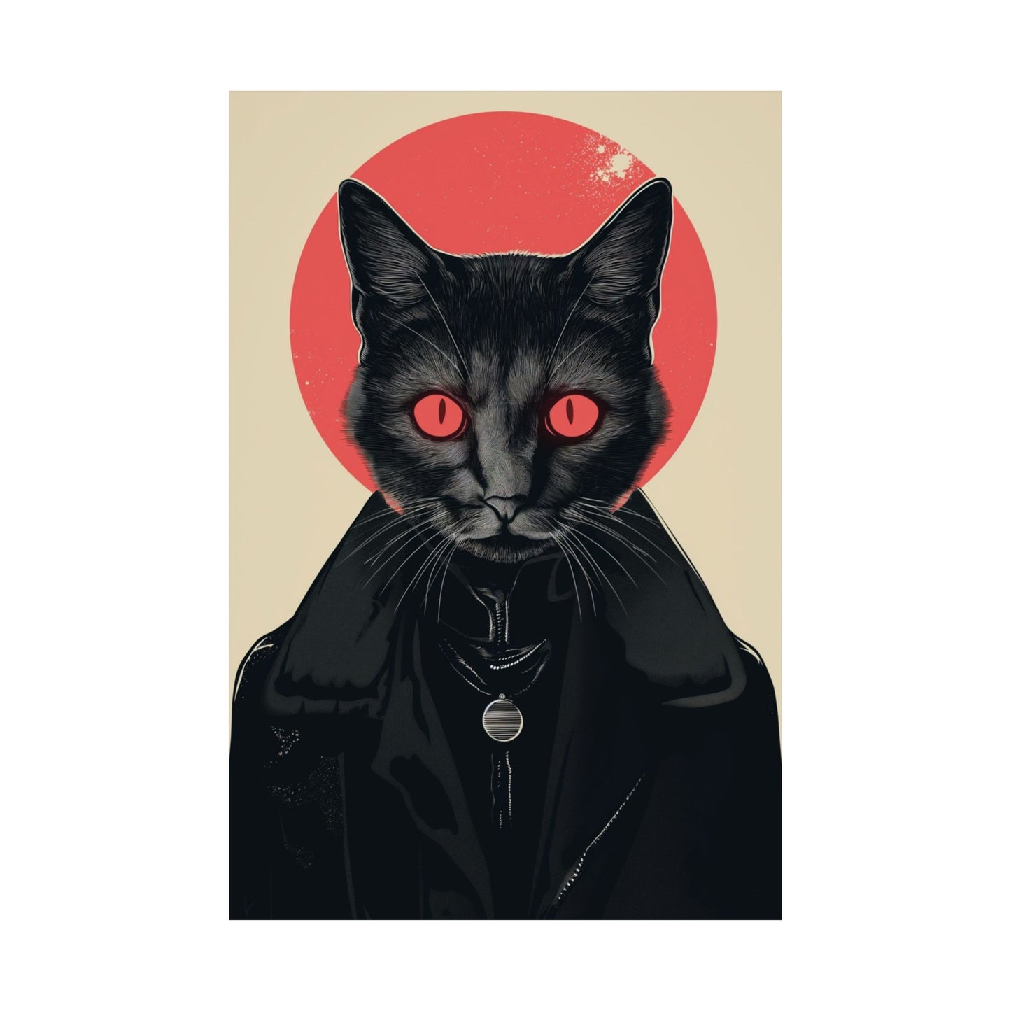 Goth Leather Jacket Cat Printed Poster