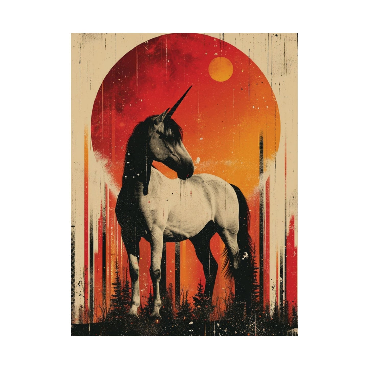 Crimson Eclipse Unicorn Printed Poster