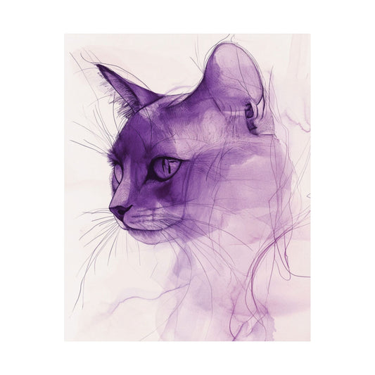 Purple Cat Sketch Poster